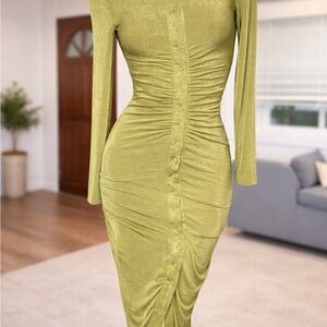 Fashion Nova Long Sleeve Green Dress